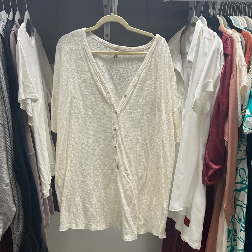 Oversized Cream Button-Down Top
